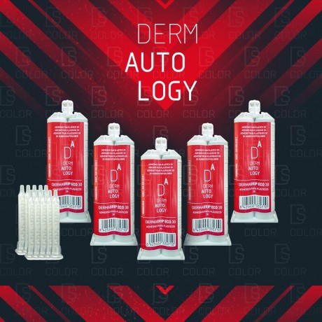 DS Color-DERMAUTOLOGY ADHESIVOS-KIT DERMAUTOLOGY ADHESIVO PLASTICOS 2K DERMAGRIP ECO 30 SEG x5 UNIDADES + 10 BOQUILLAS DE REGALO
