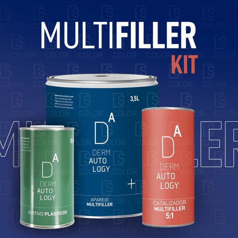 DS Color-DERMAUTOLOGY APAREJO-KIT DERMAUTOLOGY APAREJO MULTIFILLER BLANCO 3,5LT + CATALIZADOR 5:1 0,7LT + ADITIVO PLASTICOS 0...