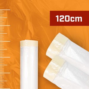 PLASTIC FILM WITH TAPE 120cm x 22,5m x 25mm