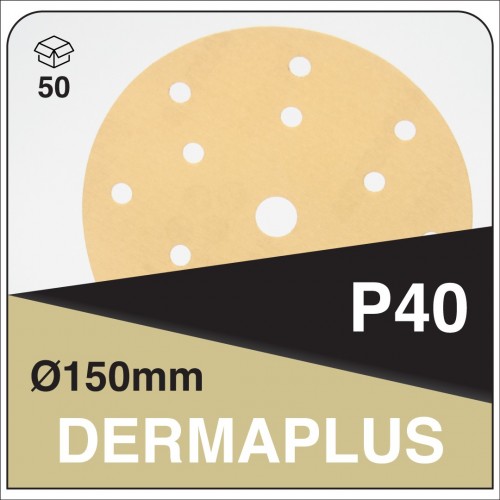 DERMAUTOLOGY ABRASIVE DISC DERMAPLUS P40 150mm 15H (50u)