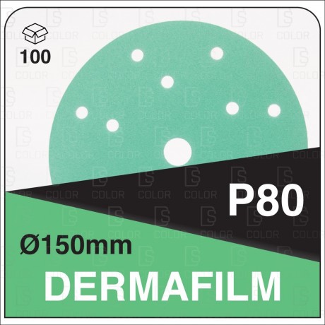 DS Color-DERMAFILM ABRASIVOS-DERMAUTOLOGY ABRASIVO DERMAFILM P80 150mm 15AG (100u)