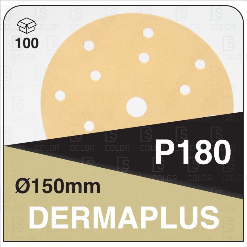 DS Color-DERMAPLUS ABRASIVOS-DERMAUTOLOGY ABRASIVO DERMAPLUS P180 150mm 15AG (100u)