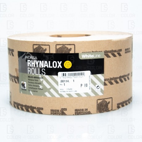 DS Color-ROLLOS ABRASIVOS INDASA-INDASA RHYNALOX WHITE LINE ROLLO 115x50 P80