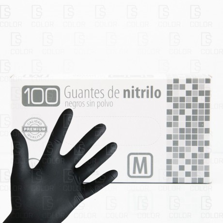 DS Color-DS COLOR-GUANTES NITRILO NEGROS SIN POLVO TALLA M Caja 100u.