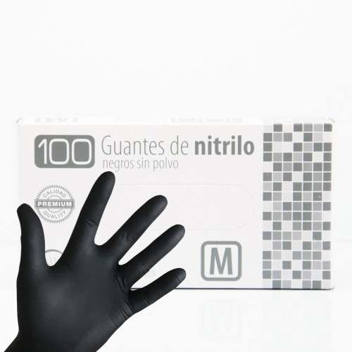 BLACK NITRILE POWDER-FREE GLOVES SIZE M BOX 100U.