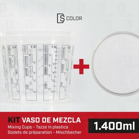 DS Color-DS COLOR-KIT VASO DE MEZCLA REGLADO 1400ML + TAPA