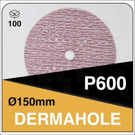 DERMAUTOLOGY MULTI-HOLE ABRASIVE DISCS DERMAHOLE 150MM P600 (100u)