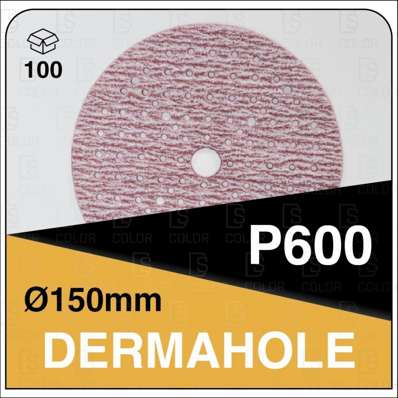 DS Color-DERMAHOLE DISCOS ABRASIVOS MULTIAGUJEROS-DERMAUTOLOGY DISCO ABRASIVO DERMAHOLE 150MM P600 (100u)